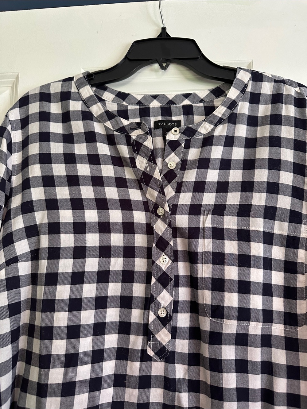 Talbots Navy and White Check Casual Tunic